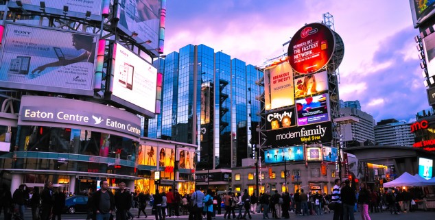 A Night View of The Digital Billboards In The Las vegas Strip.